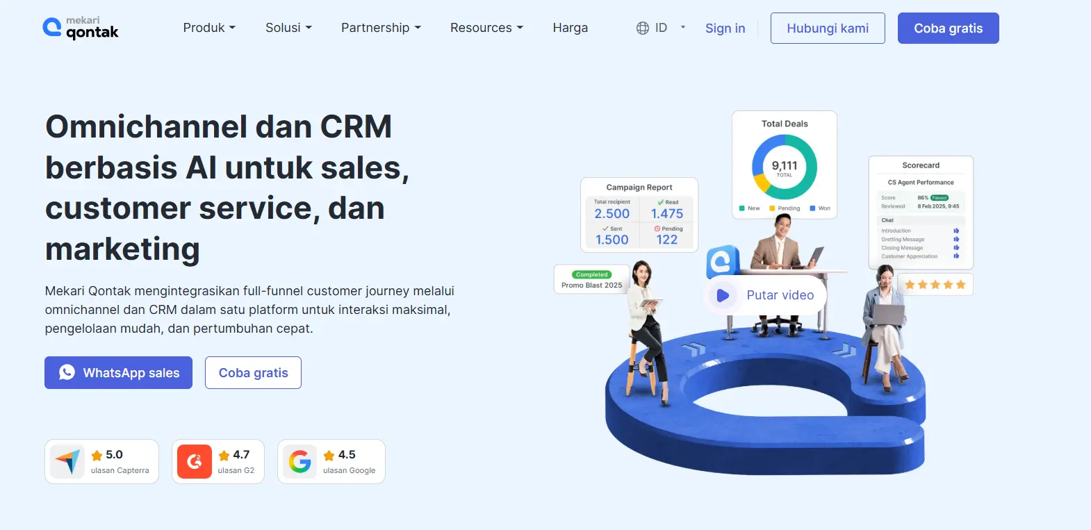 Halaman Homepage Aplikasi Sales Rokok Mekari Qontak