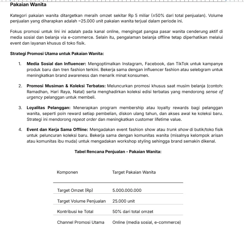 Template Sales Plan Produk Bisnis Contoh Template Sales Plan Bulanan Gratis - Produk