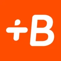 Logo berwarna oranye dengan huruf "B" putih, menonjolkan identitas merek yang dinamis dalam konteks layanan digital.