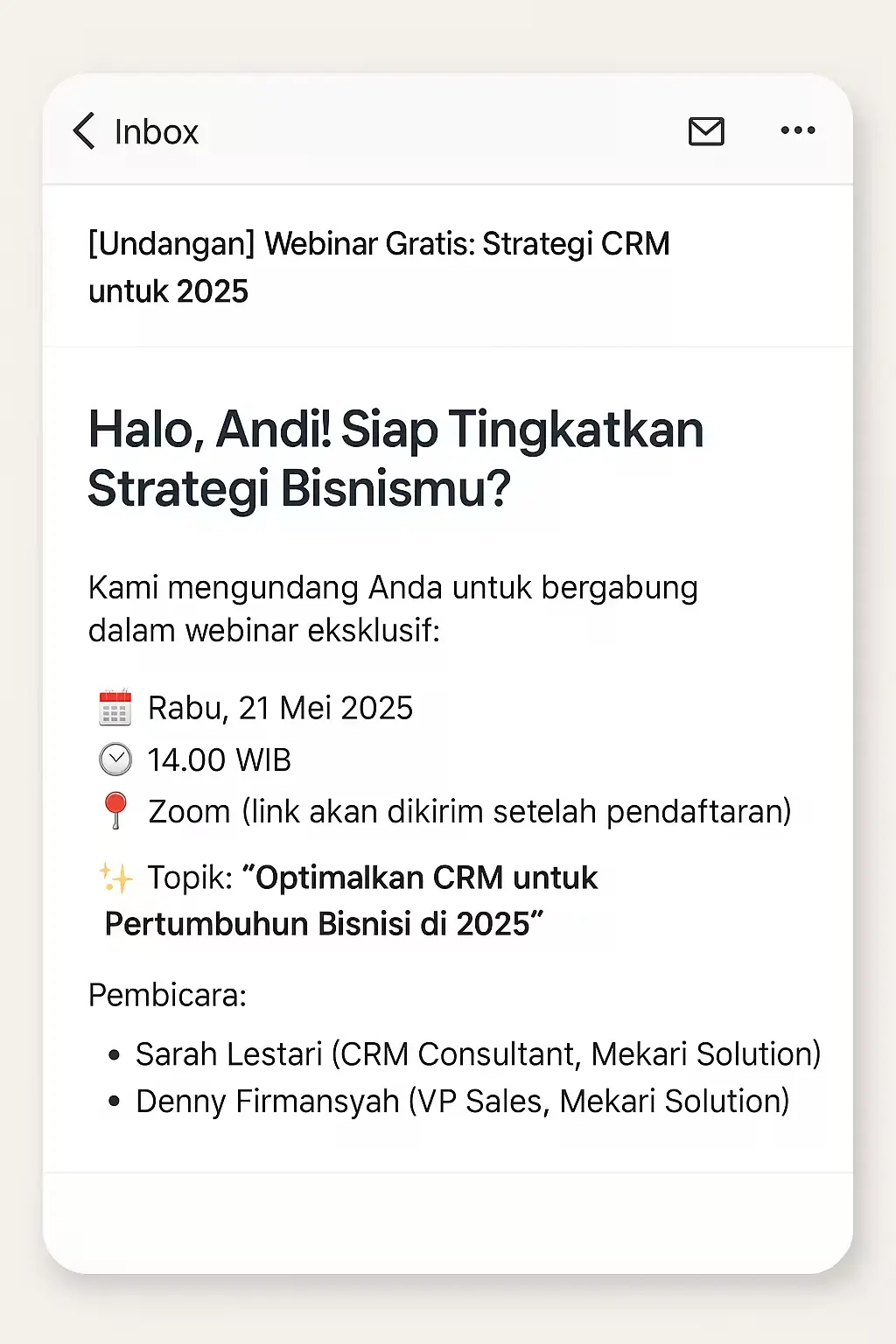Contoh Email Blast - Undangan Webinar