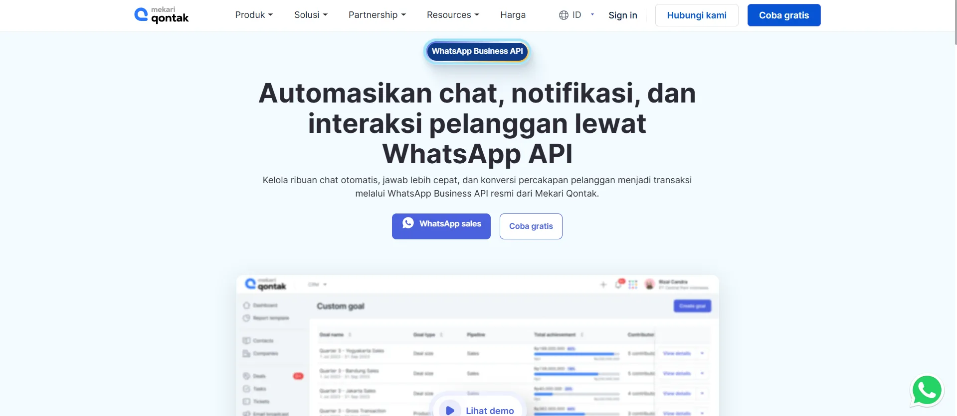Tampilan Halaman Homepage Alternatif WhatsApp Business Mekari Qontak Halaman Homepage Alternatif WhatsApp Business Mekari Qontak