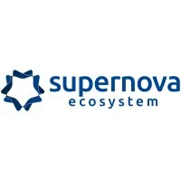 Logo berbentuk bintang yang melambangkan kolaborasi, dengan tulisan "supernova ecosystem" di bawahnya, mencerminkan inovasi dalam teknologi.