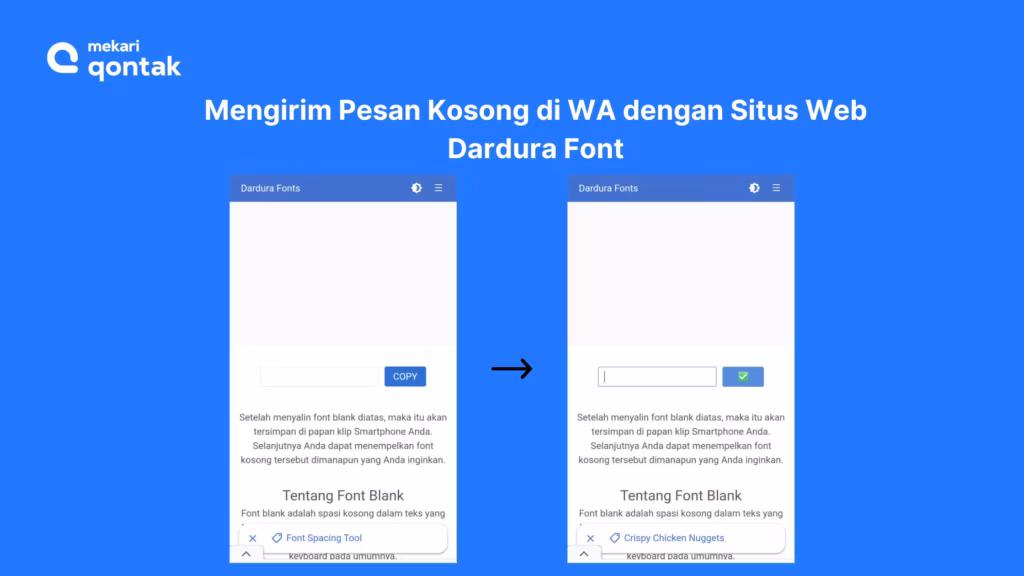 Mengirim Pesan Kosong di WhatsApp dengan Situs Web Dardura Font