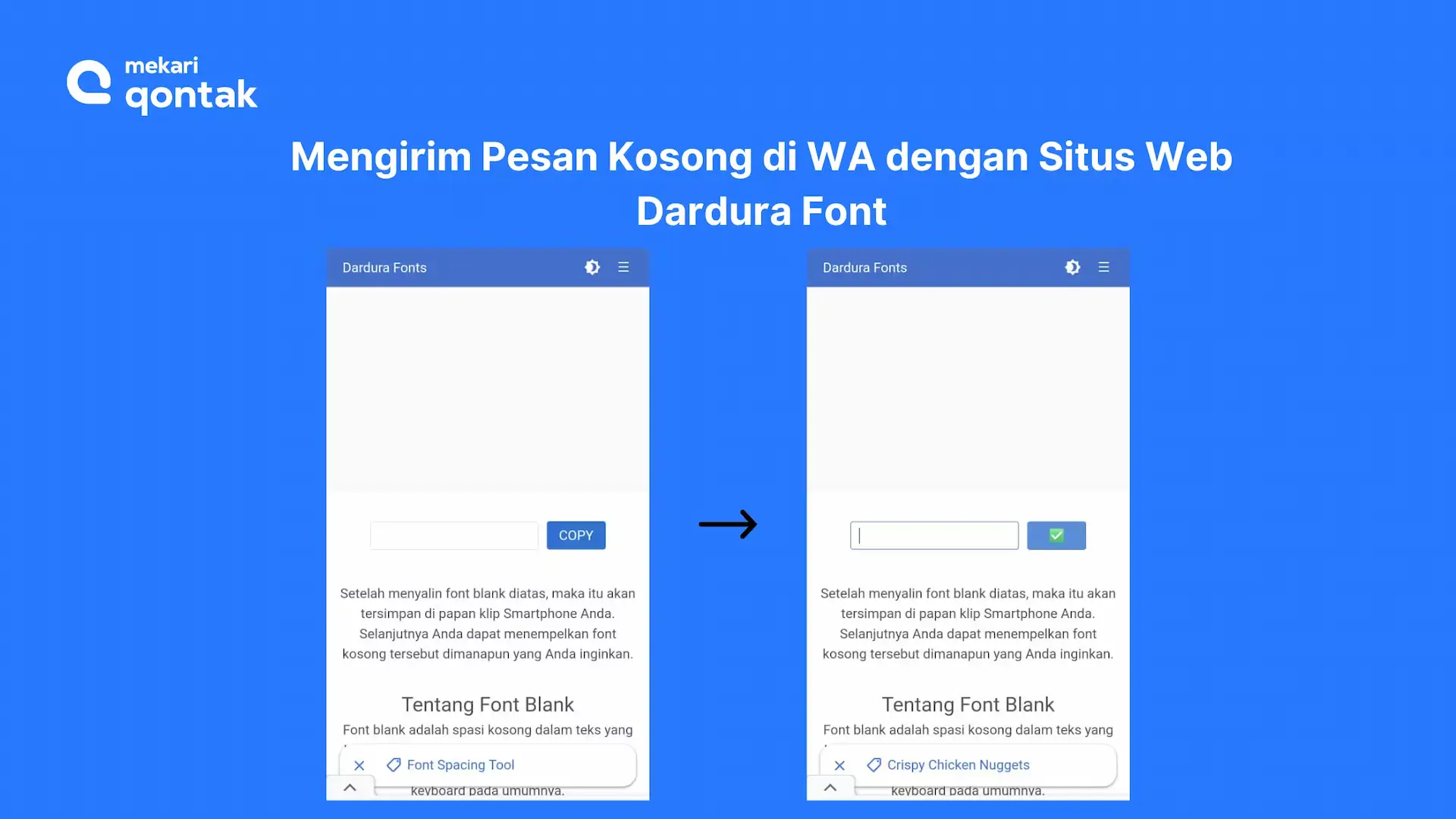 Mengirim Pesan Kosong di WA dengan Situs Web Dardura Font