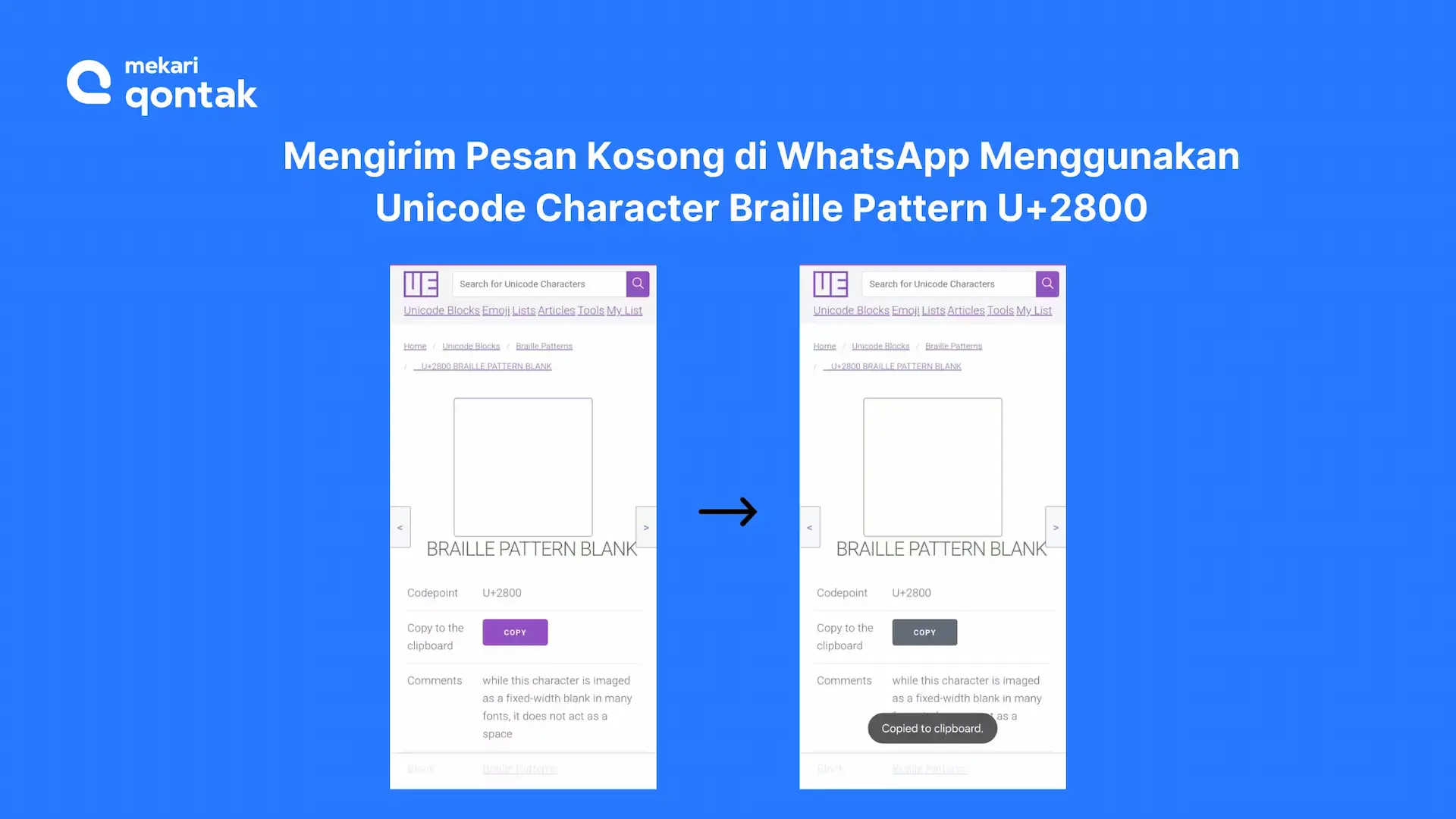 Mengirim Pesan Kosong di WA Menggunakan Unicode Character Braille Pattern U+2800