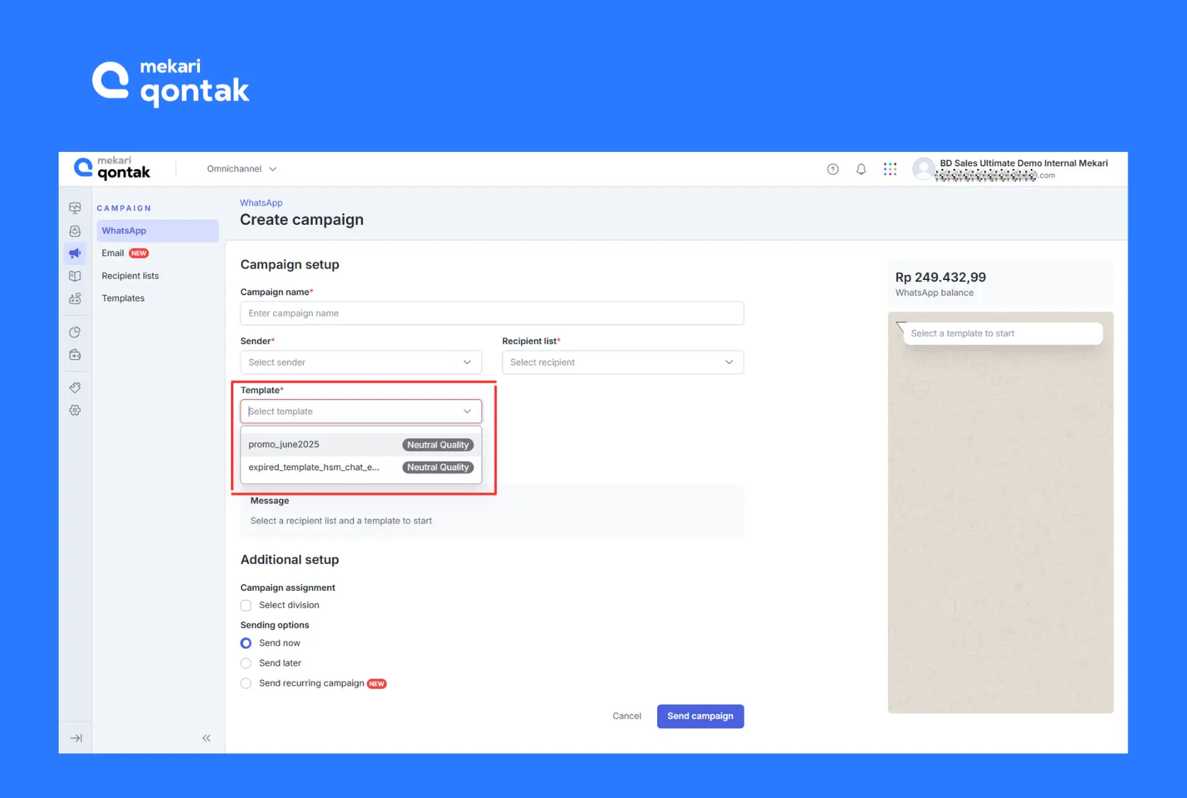 Ilustrasi membuat template pesan WhatsApp Blast