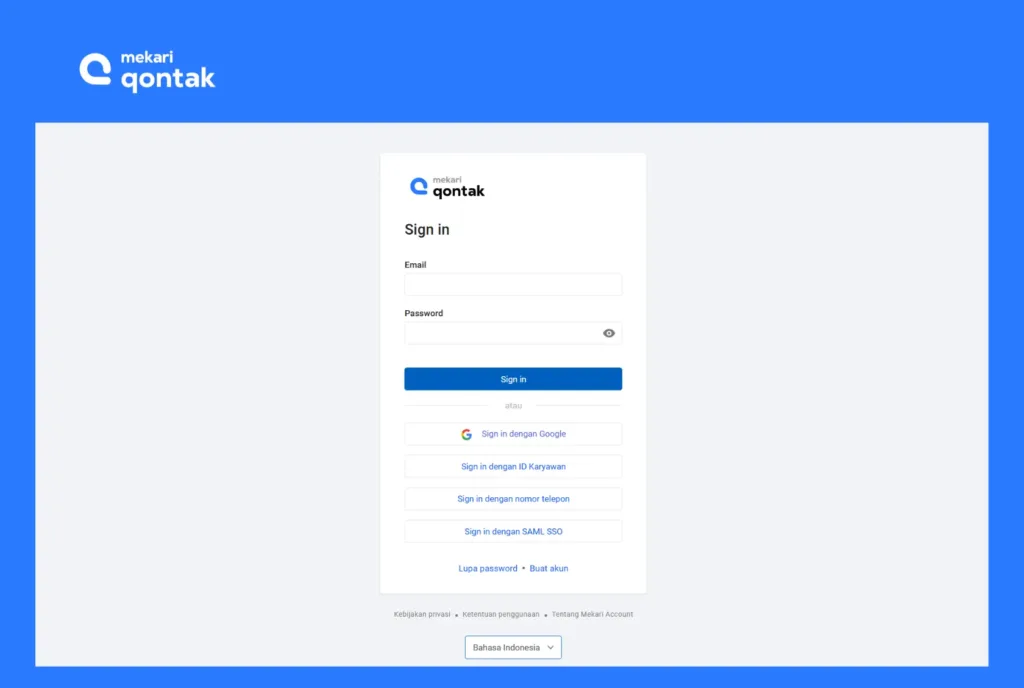 Ilustrasi login ke halaman dashboard Mekari Qontak
