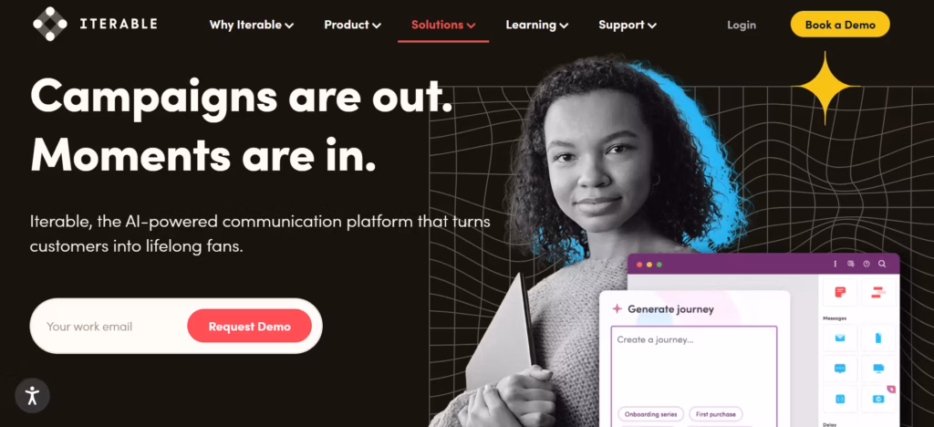 Ilustrasi Tampilan Homepage Customer Engagement Platform Iterable