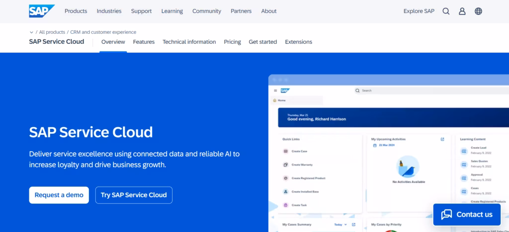 Ilustrasi Tampilan Homepage Customer Engagement Platform SAP Service Cloud