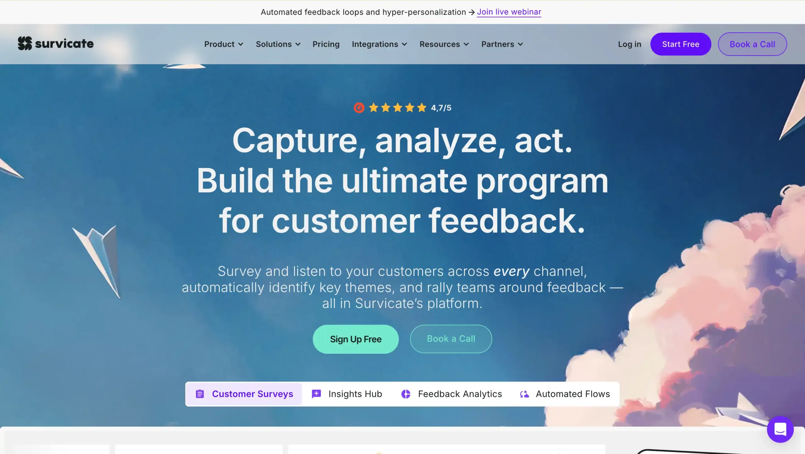 Landing Page Survicate Feedback Management System_Survicate