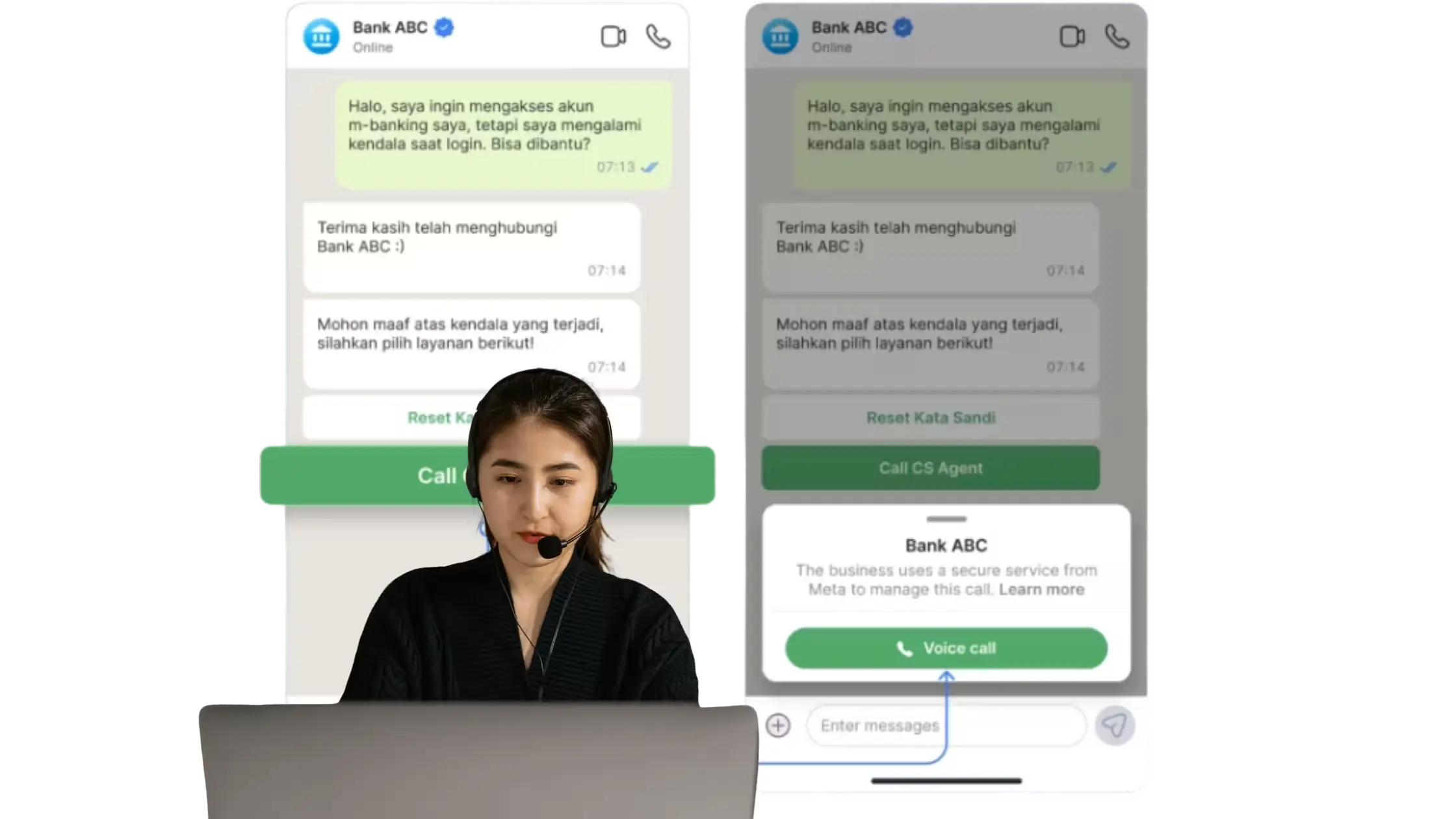 Ilustrasi WhatsApp Voice Call untuk Dukungan Pelanggan WhatsApp Voice Call untuk Dukungan Pelanggan