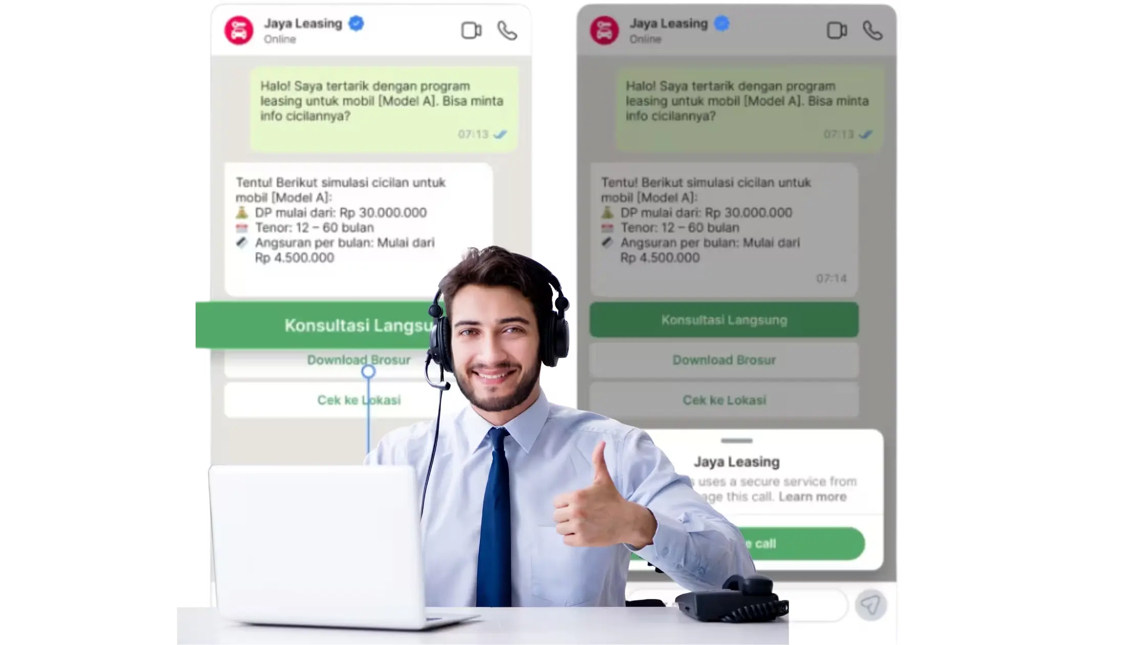 Ilustrasi WhatsApp Voice Call untuk Penjualan dan Konsultasi WhatsApp Voice Call untuk Penjualan dan Konsultasi