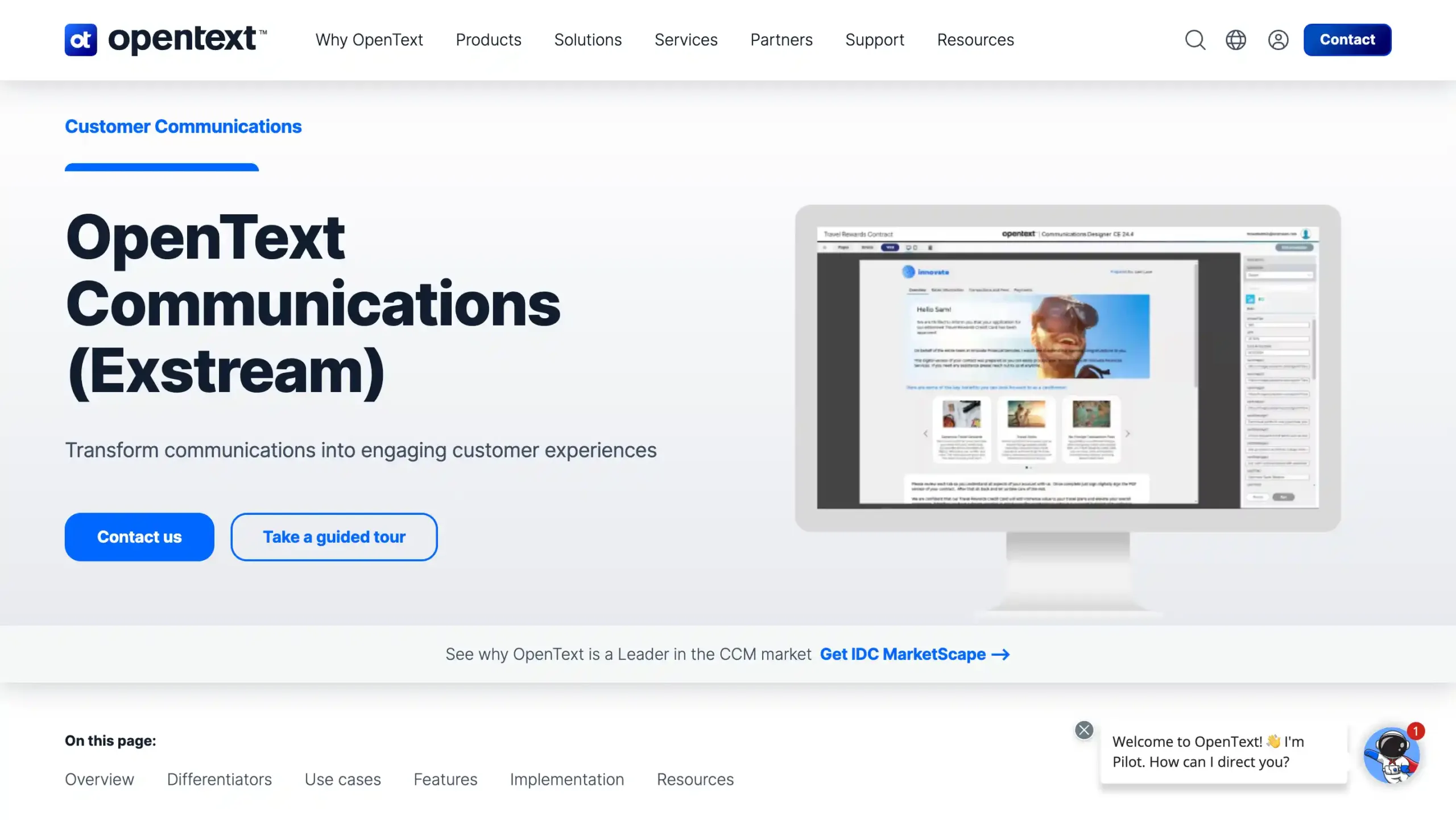 Landing Page OpenText Communication (Exstream) OpenText Communication (Exstream)-CCM Software