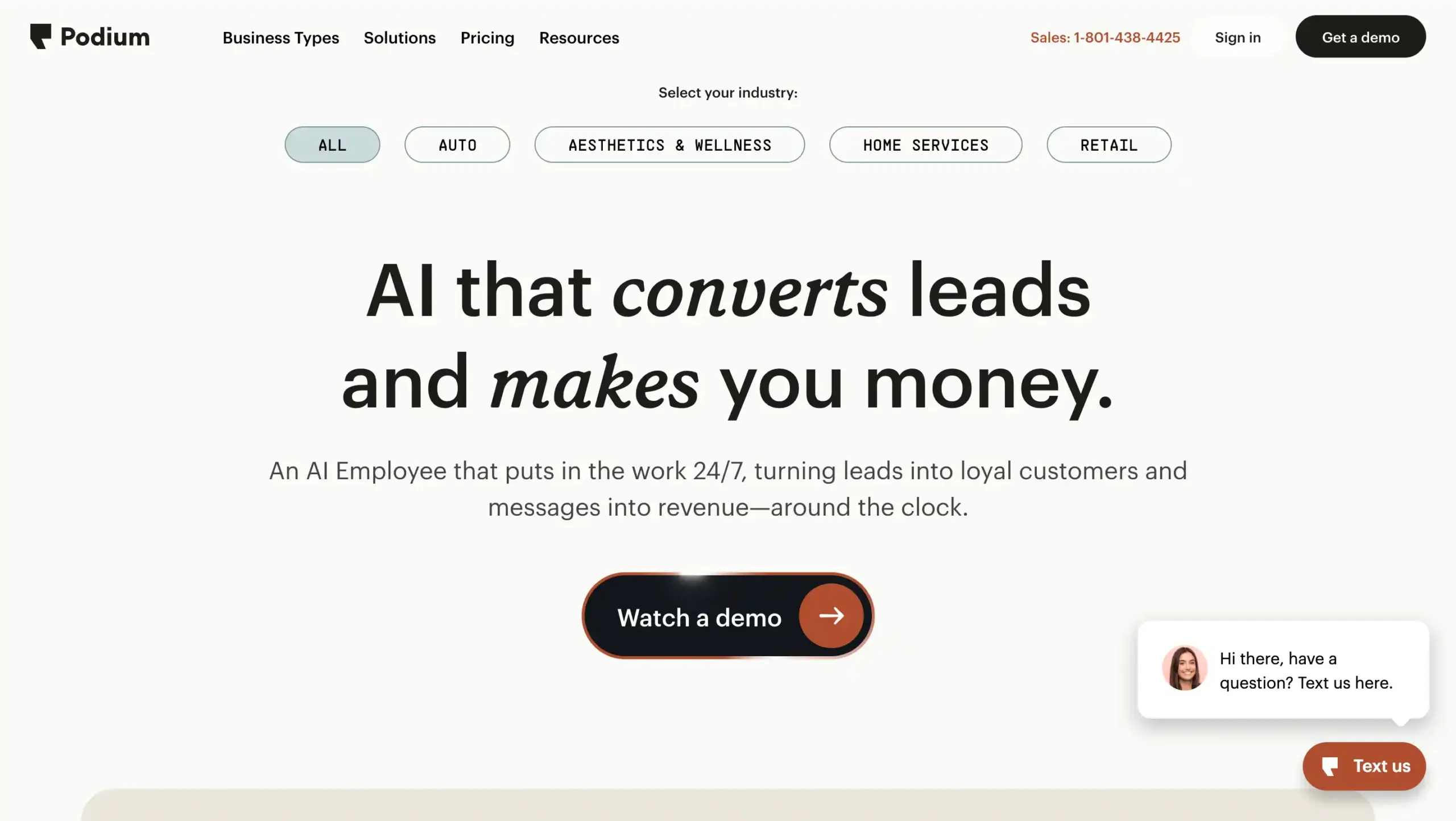 Landing Page Podium Podium-CCM Software
