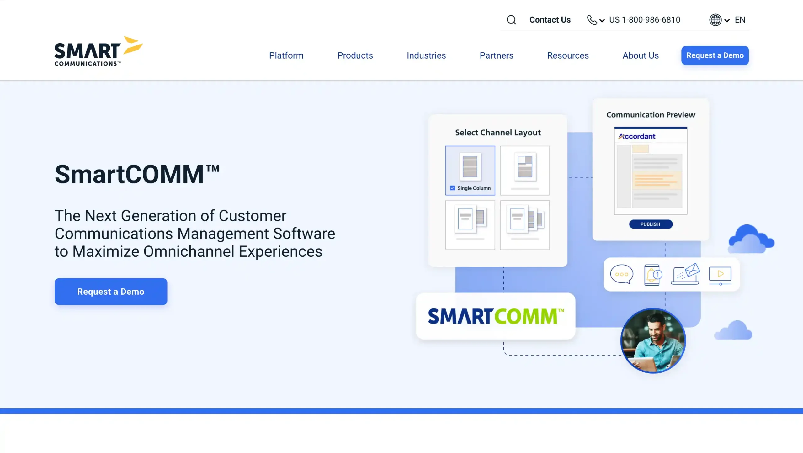 Landing Page Smart Communications SmartCOMM-CCM Software