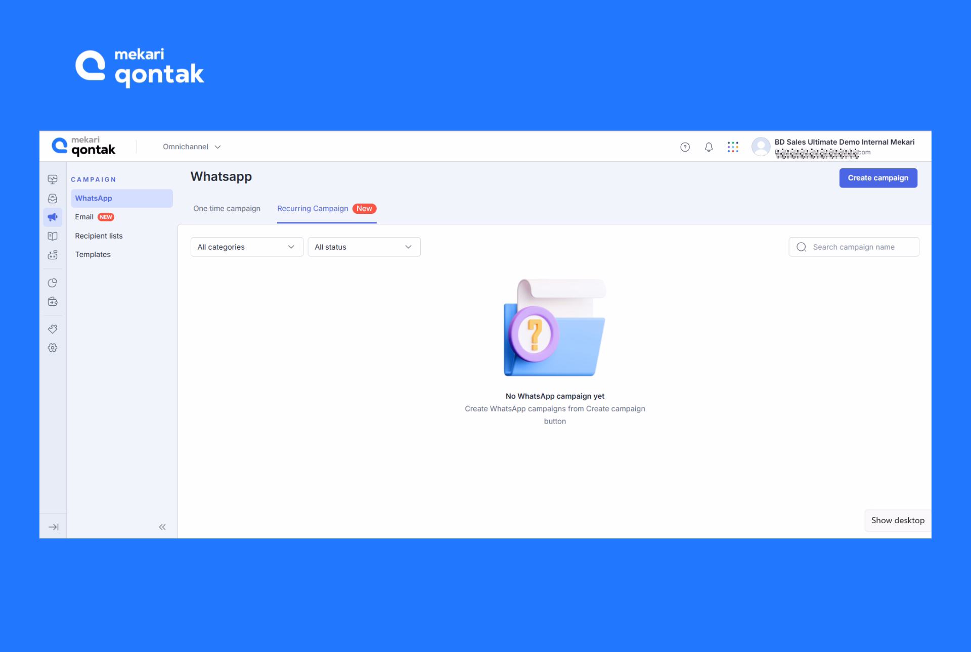 Masuk ke Menu Campaign - Recurring campaign