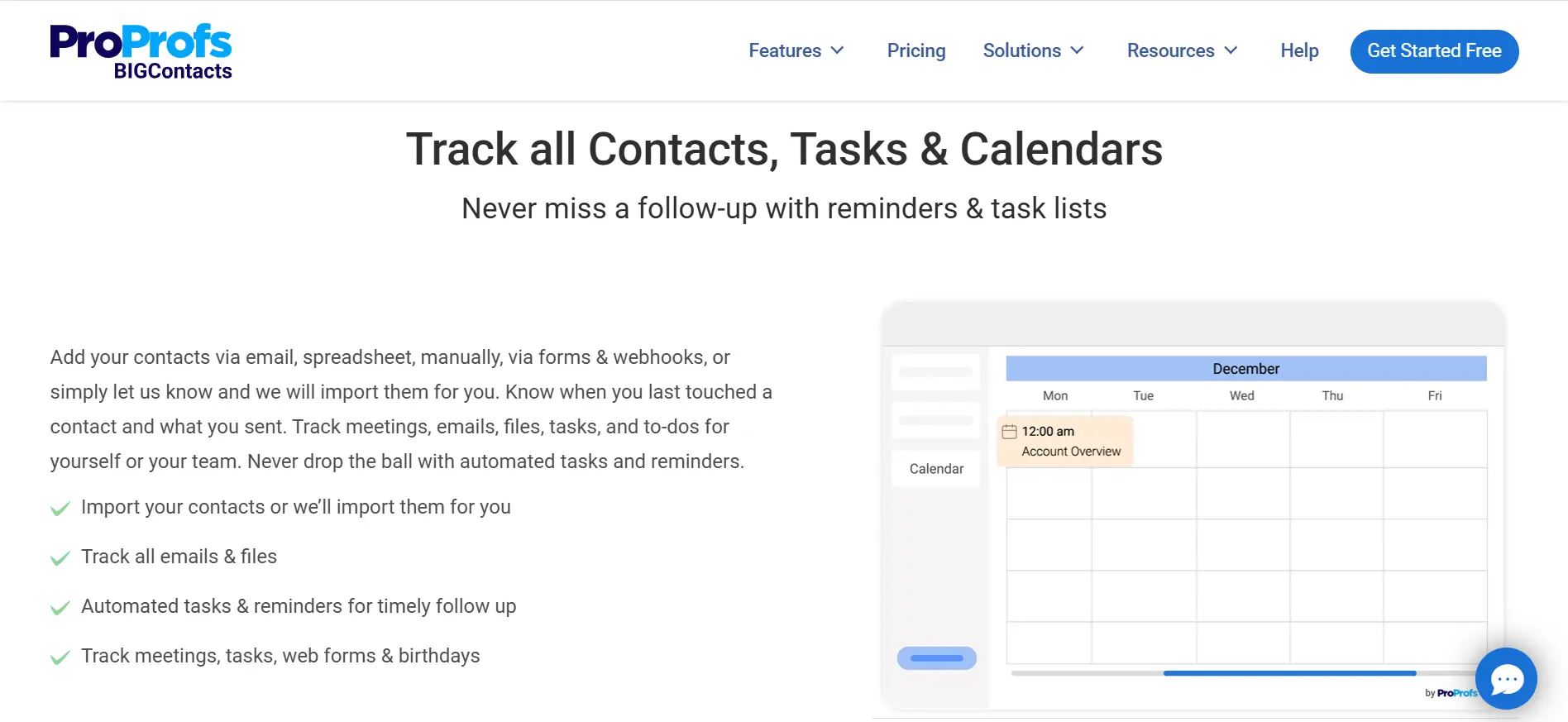 Halaman Manajemen Kontak Aplikasi CRM ProProfs BIGContacts