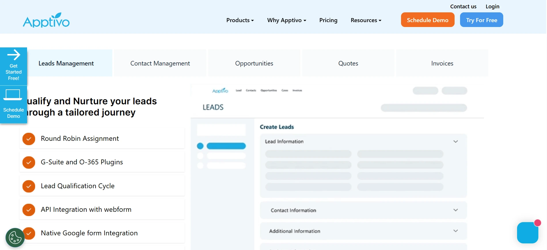 Fitur Management Leads Aplikasi CRM Apptivo