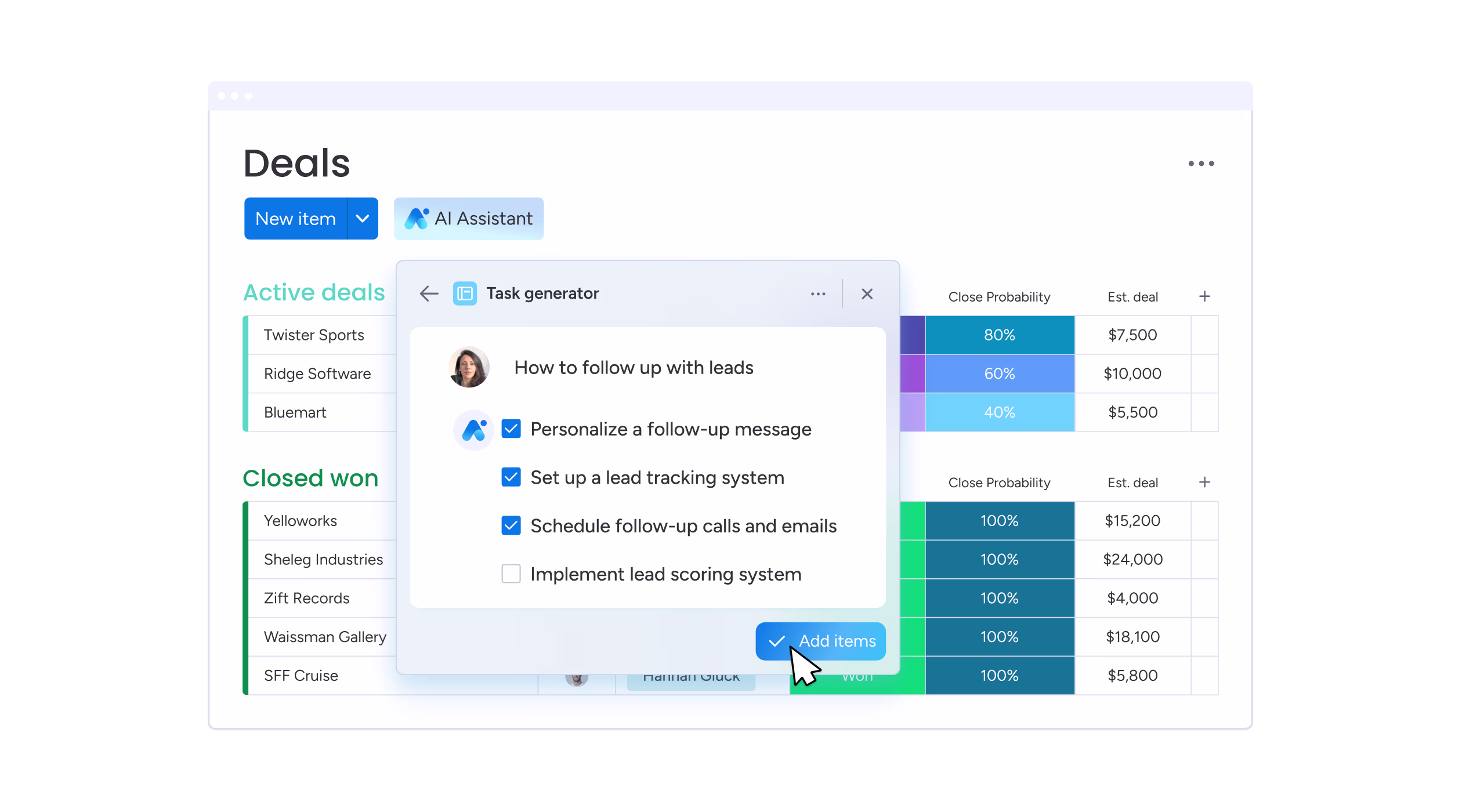 Dashboard Manajemen Deals Monday CRM