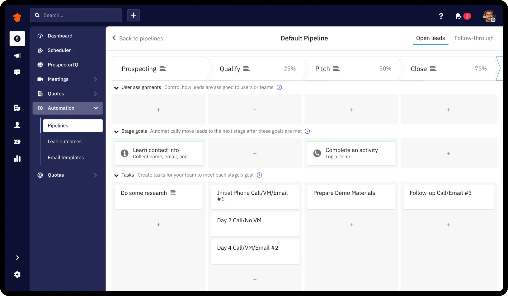 Dashboard Manjemen Pipeline Aplikasi CRM Nutshell