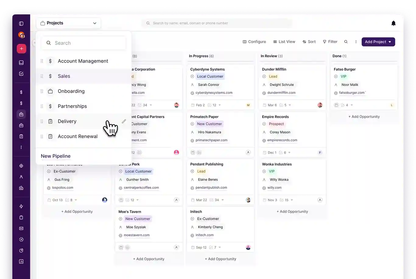 Halaman Fitur Manajemen Proyek Aplikasi CRM Copper CRM