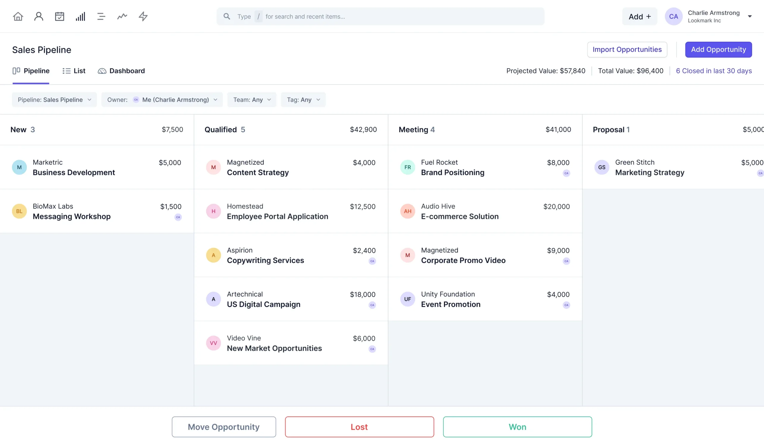 Dashboard Manajemen Pipeline Aplikasi CRM Capsule CRM