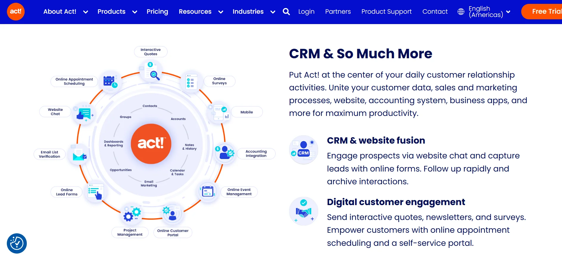 Halaman Fitur Aplikasi CRM Act! CRM