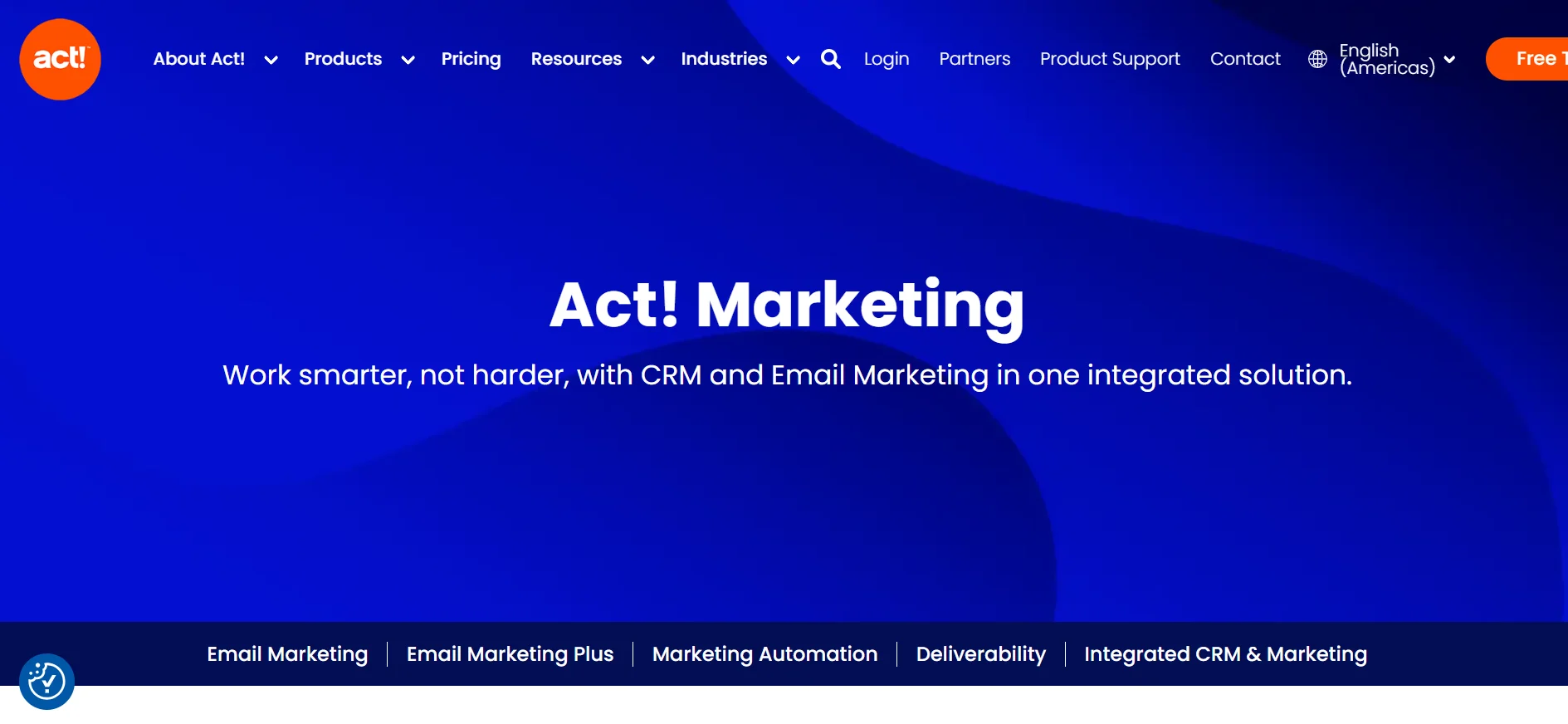 Homepage Aplikasi CRM Act! CRM