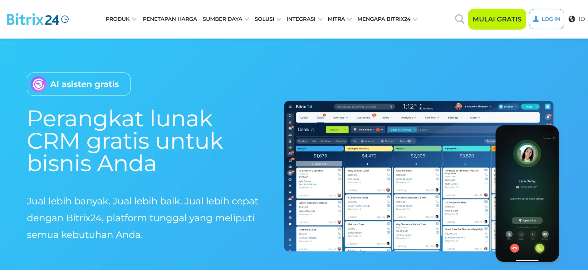 Homepage Aplikasi CRM Bitrix24