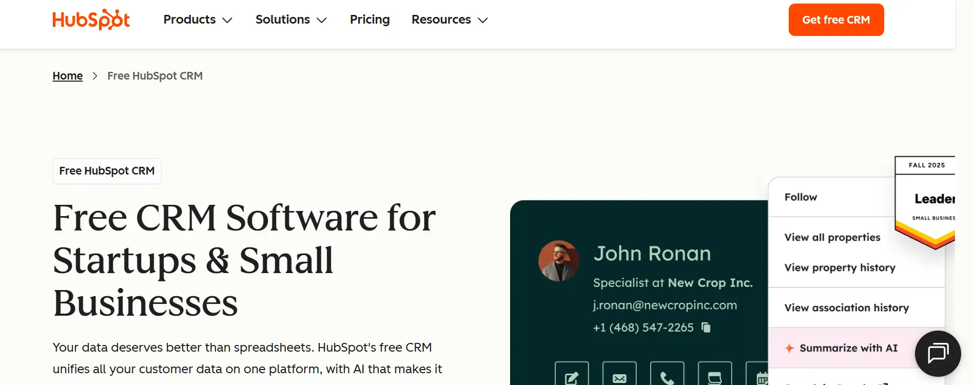 Homepage Aplikasi CRM Hubspot CRM