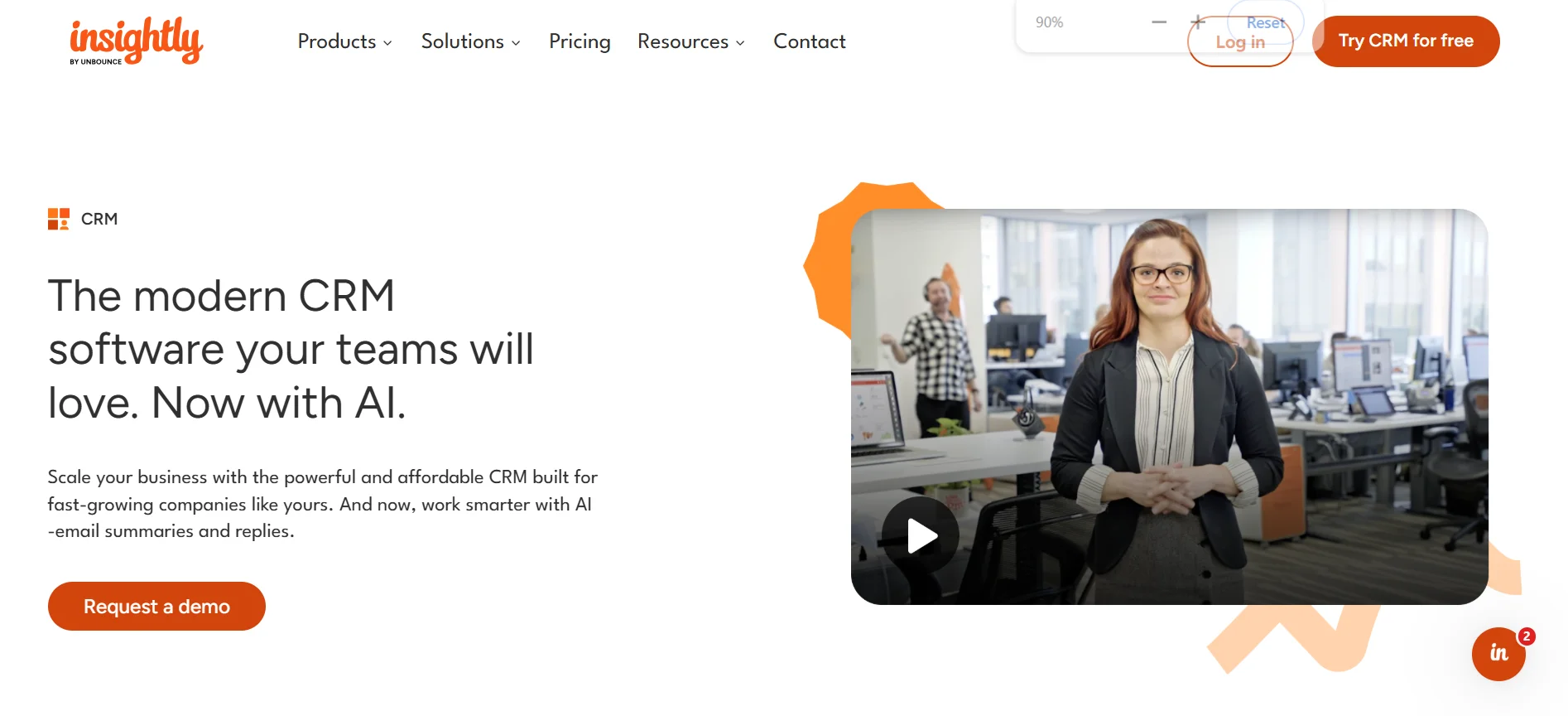 Homepage Aplikasi CRM Insightly