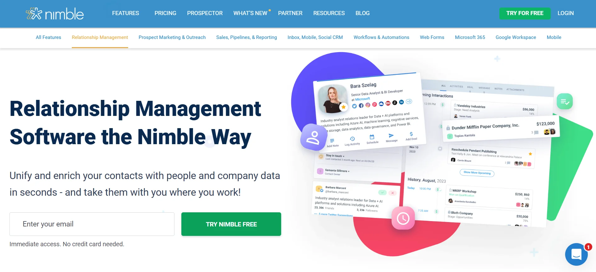 Homepage Aplikasi CRM Nimble CRM