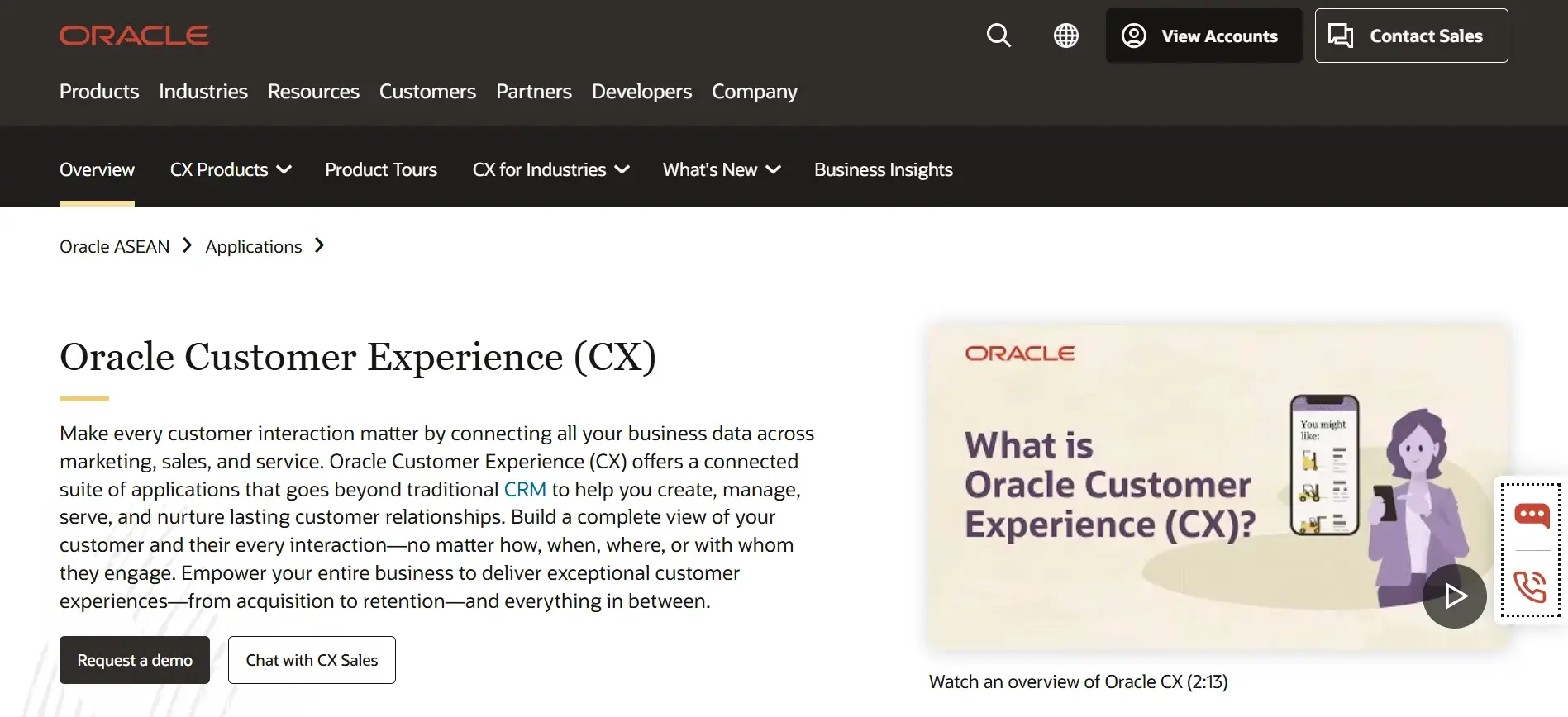 Homepage Aplikasi CRM Oracle CRM