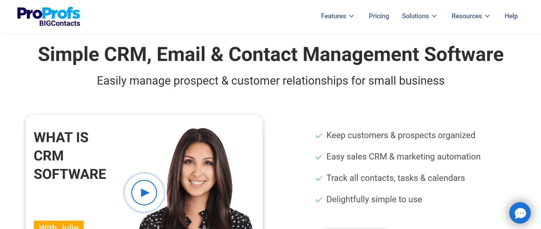 Homepage Aplikasi CRM ProProfs BIGContacts