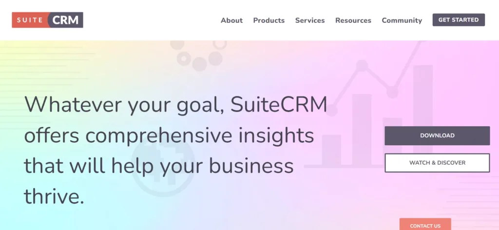 Homepage Aplikasi CRM Suite CRM
