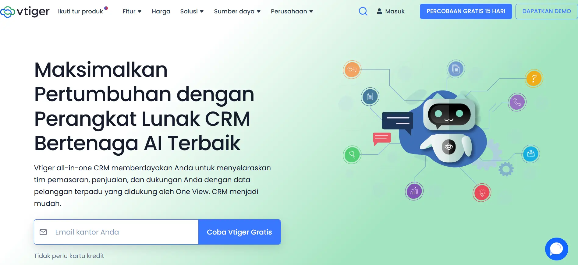 Homepage Aplikasi CRM Vtiger CRM