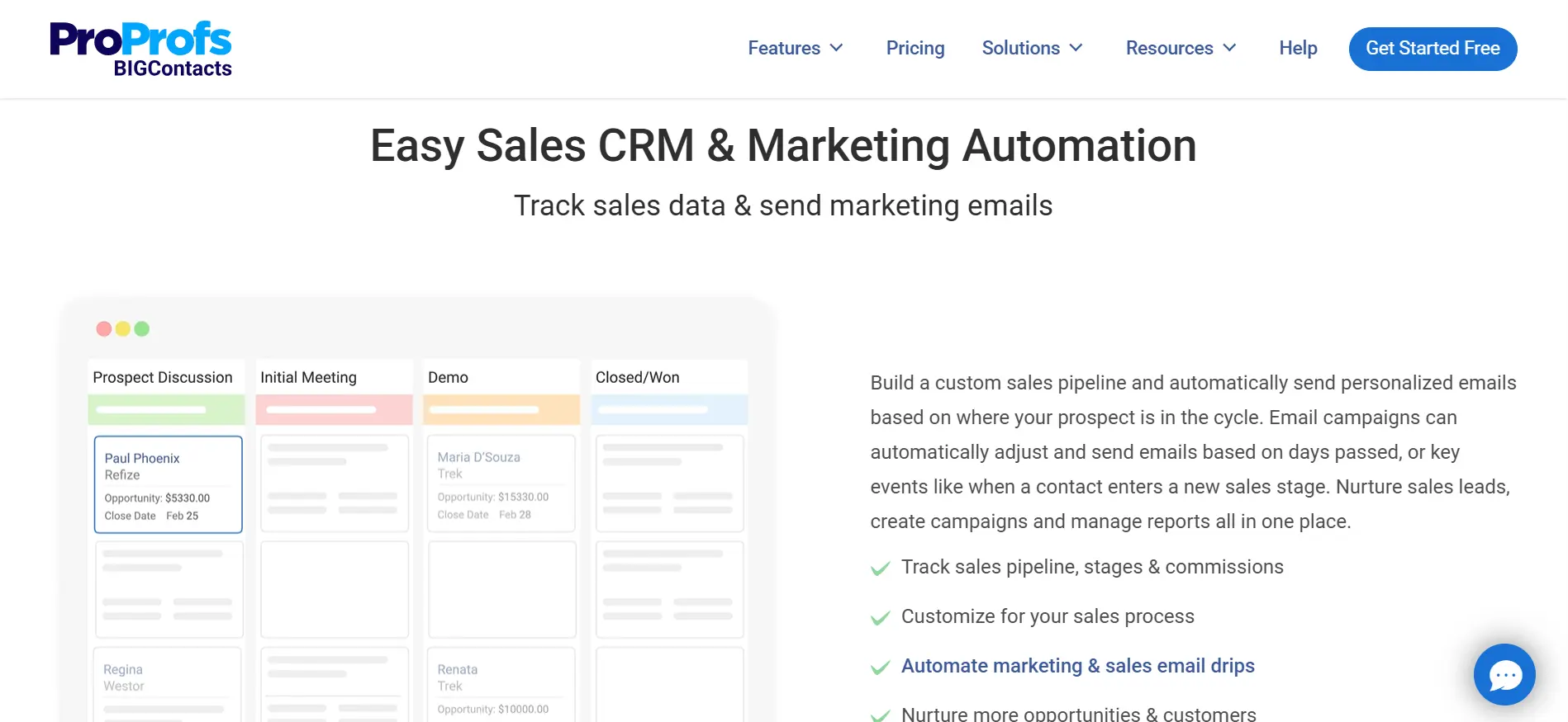 Halaman Sales CRM Aplikasi CRM ProProfs BIGContacts