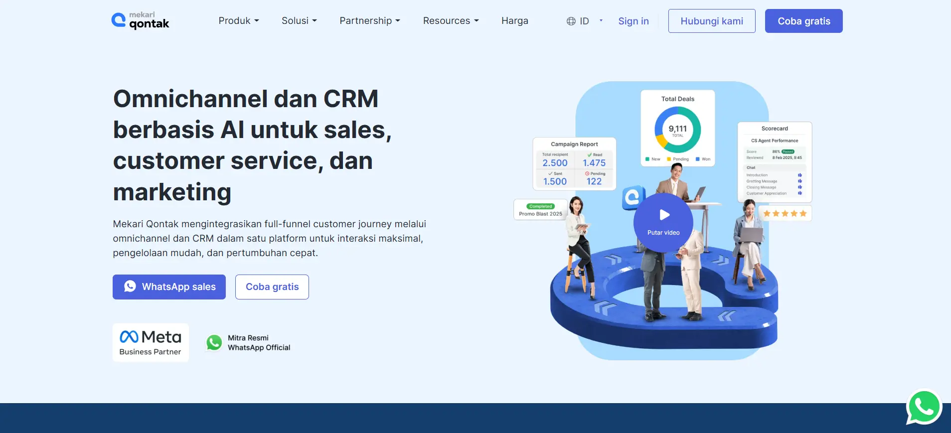 Halaman Homepage Aplikasi CRM Mekari Qontak