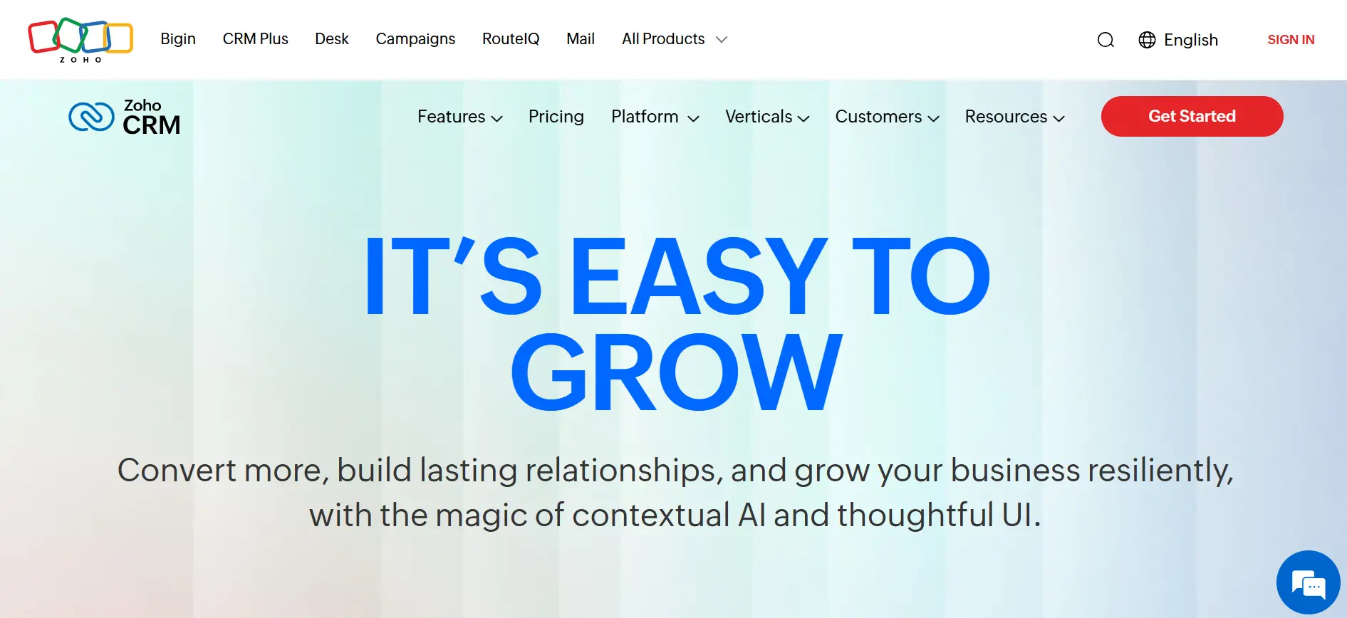 Homepage Aplikasi CRM Zoho CRM