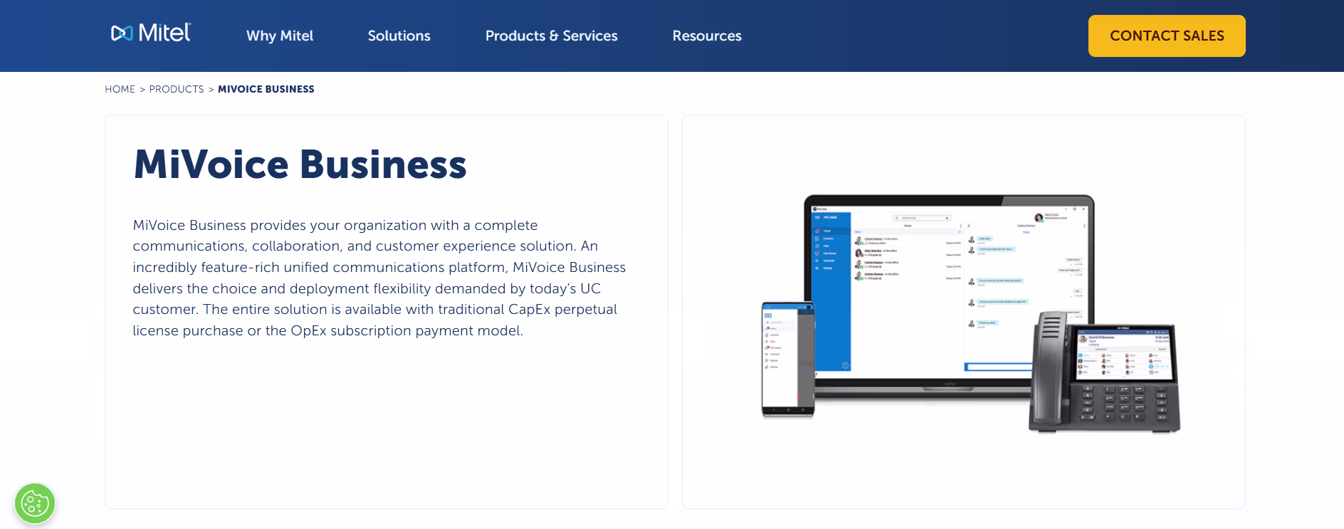 Ilustrasi Tampilan Homepage Cloud PBX Provider Mitel