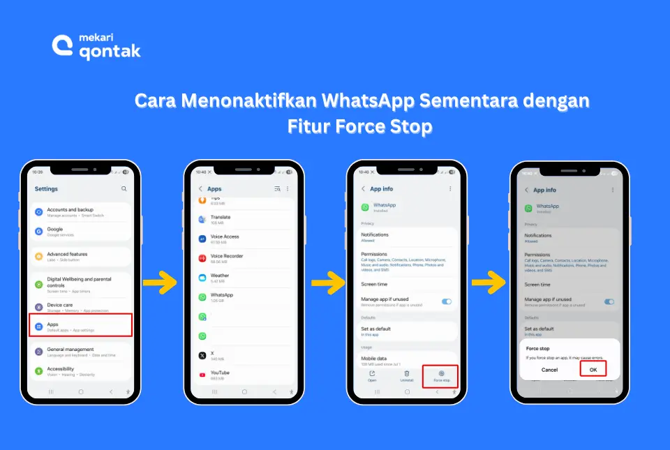 Cara Menonaktifkan WhatsApp dengan Force Stop