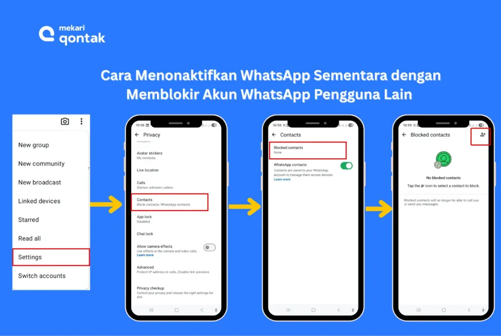 Cara Menonaktifkan WhatsApp Sementara dengan Memblokir Akun WhatsApp Pengguna Lain