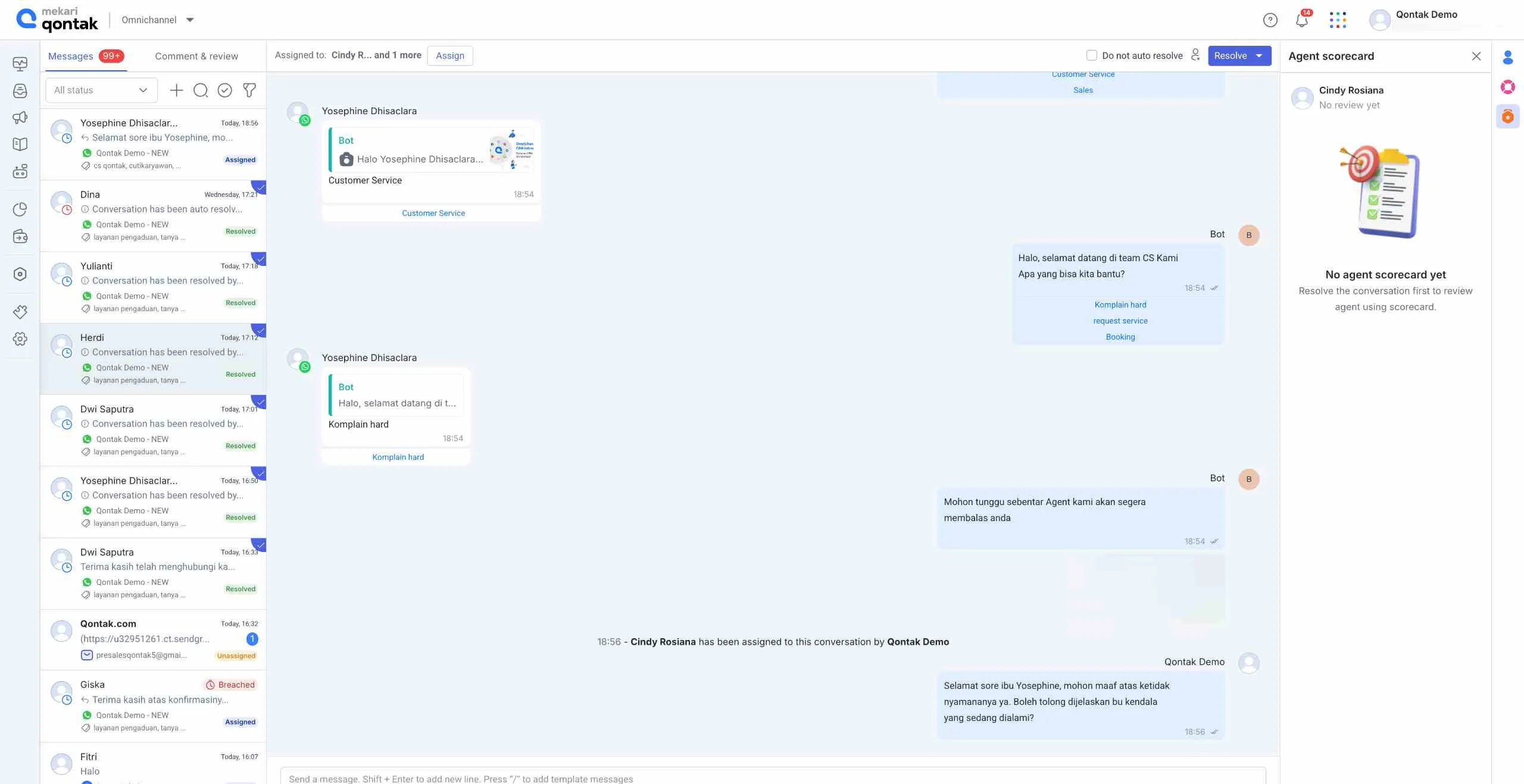 Dashboard Aplikasi Auto Reply WhatsApp Mekari Qontak