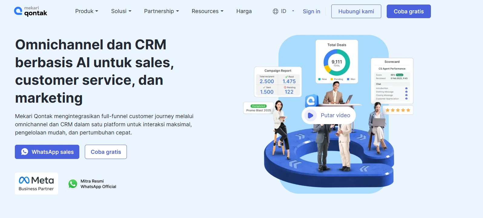 Homepage Aplikasi WhatsApp Auto Reply Mekari Qontak