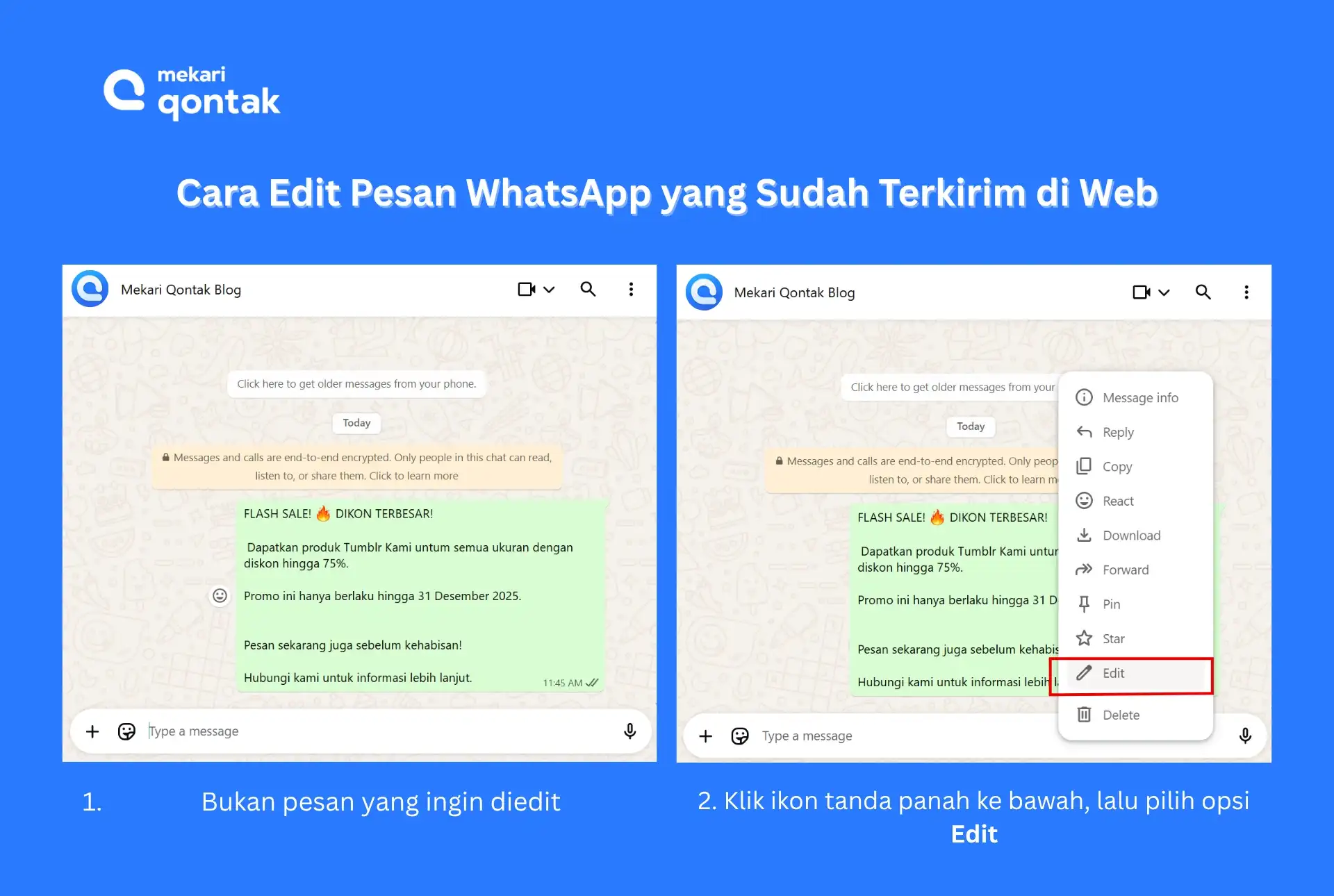 Cara Edit Pesan WhatsApp yang sudah Terkirim di WhatsApp Web