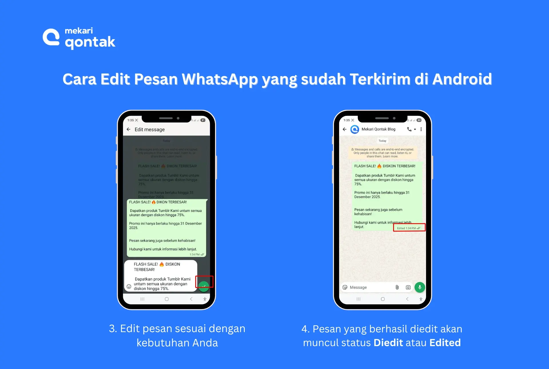 Cara Edit Pesan WhatsApp yang sudah Terkirim di Android - Berhasil Mengedit Pesan