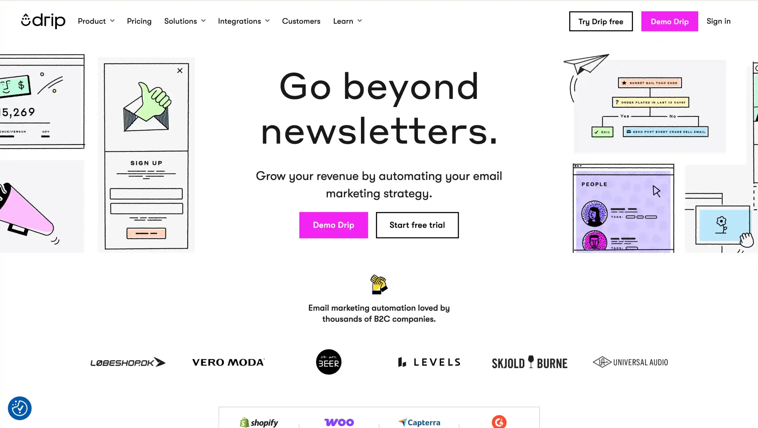 Landing Page Drip crm automation tools terbaik-Drip