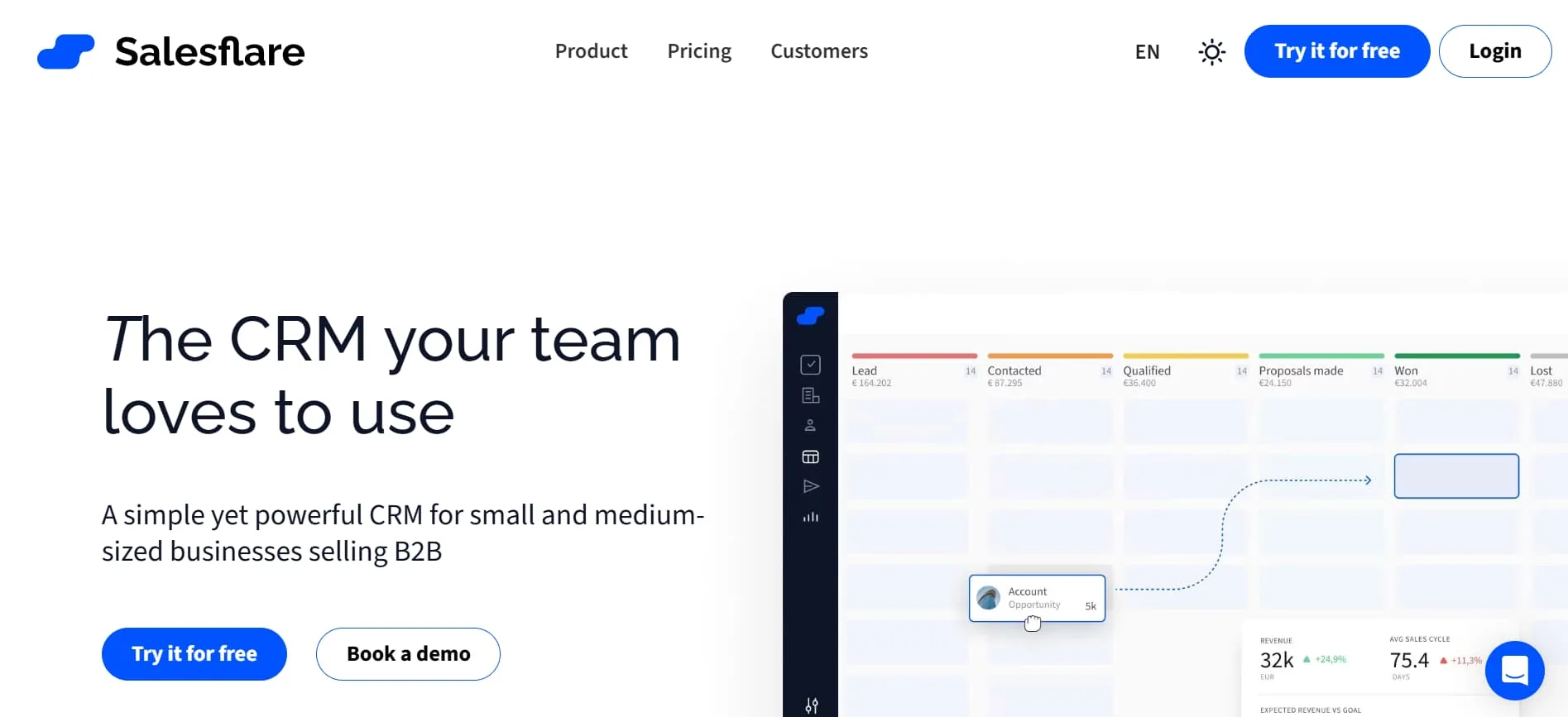 Halaman Homepage Sales Tools Salesflare