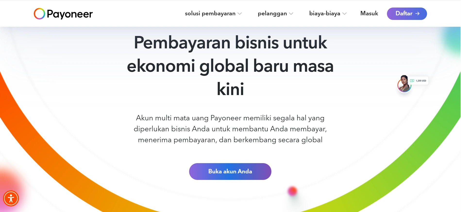 Halaman Homepage Virtual Credit Card Payoneer