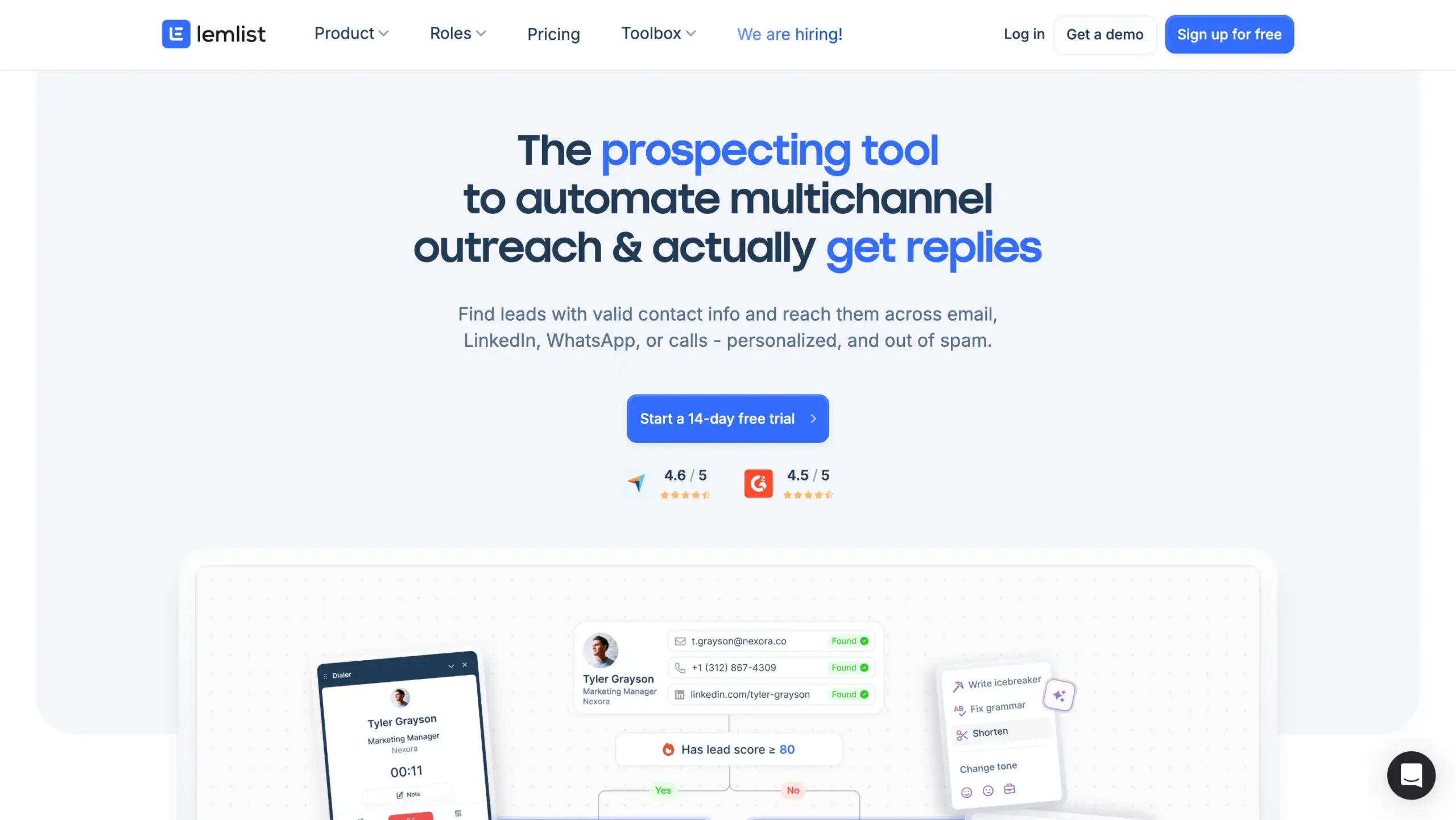 Landing Page Lemlist Lemlist-software follow up tracking terbaik